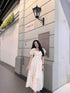 Aesthetic Floral Print Puff Sleeves Long Flowey Dresses